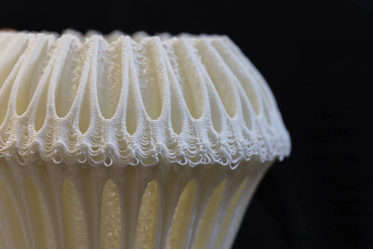 Filigree of Light_ Detail, 3D Printed Porcelain, 2020, Photograph by Ho Lai.