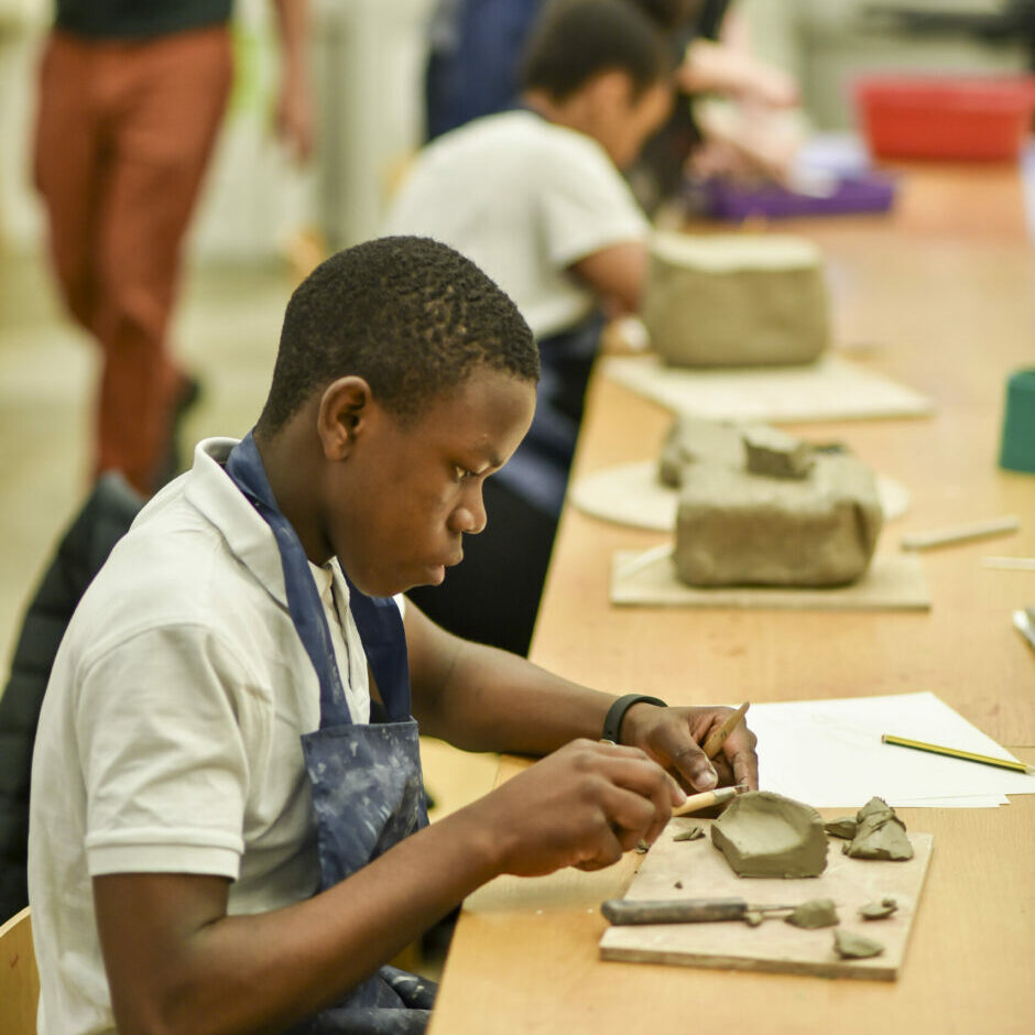 2020-02-15 National Saturday Club Masterclass led by sculptor Fernando Casasempere at V&amp;A Museum, London. Club members first visited the ceramic section of the museum, then they created their own artworks in clay. Photo © Magnus Andersson www.magnus-andersson.com